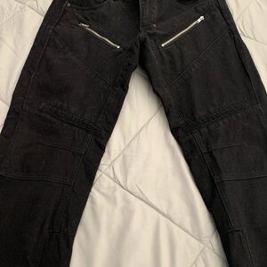 PRPS Men’s Black Denim Motor Biker Jeans with Zipper Details. Size 34.